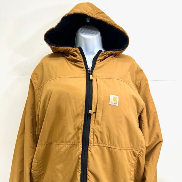 VTG Carhartt L(XL) Duster Chore Hoodie Lined Jacket Rusty  Missing Tag (91) - Picture 1 of 7